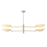Custom linear ceiling chandelier with four adjustable-style bowl shades for modern home and hospitality spaces