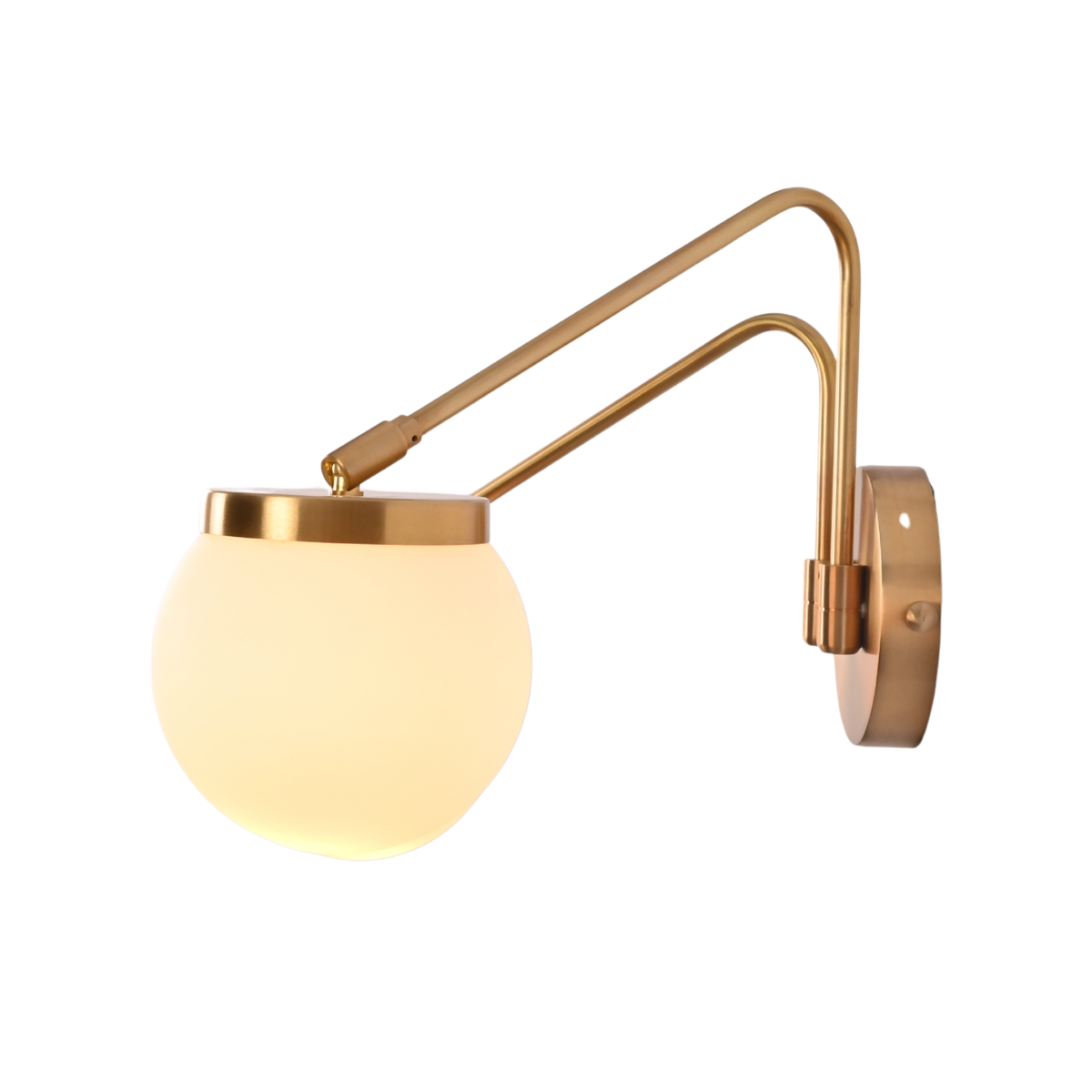 Double globe wall sconce dimension image showing wide horizontal layout and overall product size reference