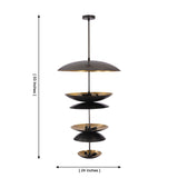 Eclipse Cascade Chandelier front view with dimensions showing 24 inch diameter and 53 inch overall height