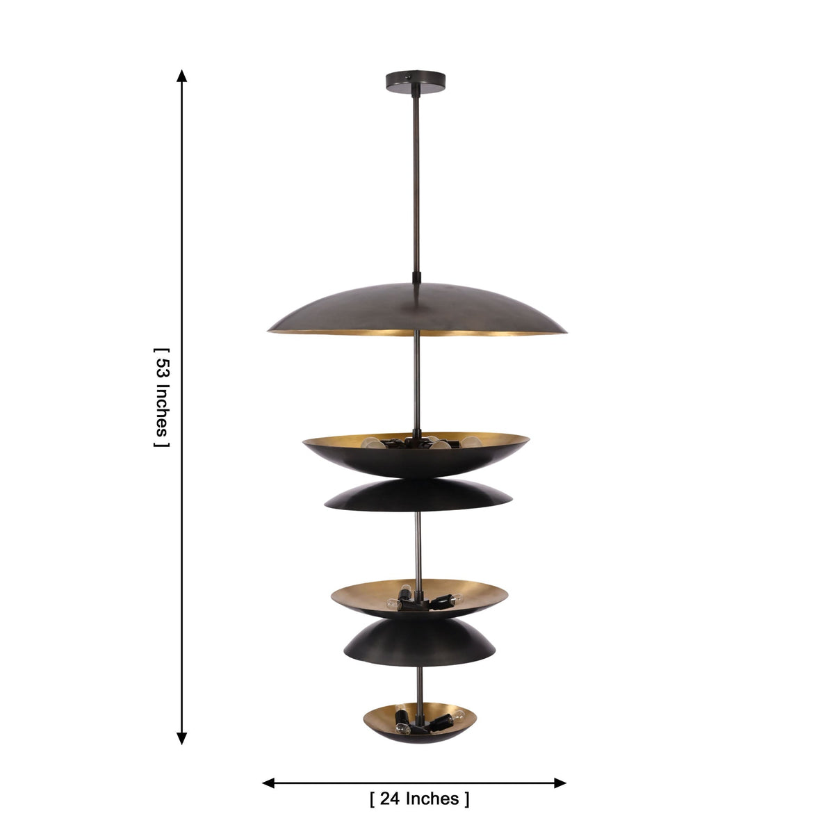 Size guide for Eclipse Cascade Chandelier – 13 Lights – 24 Inch – Model 33177