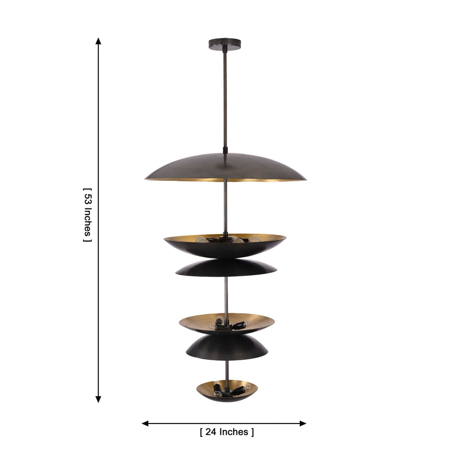 Eclipse Cascade Chandelier installed above a luxury curved staircase adding a dramatic architectural focal point