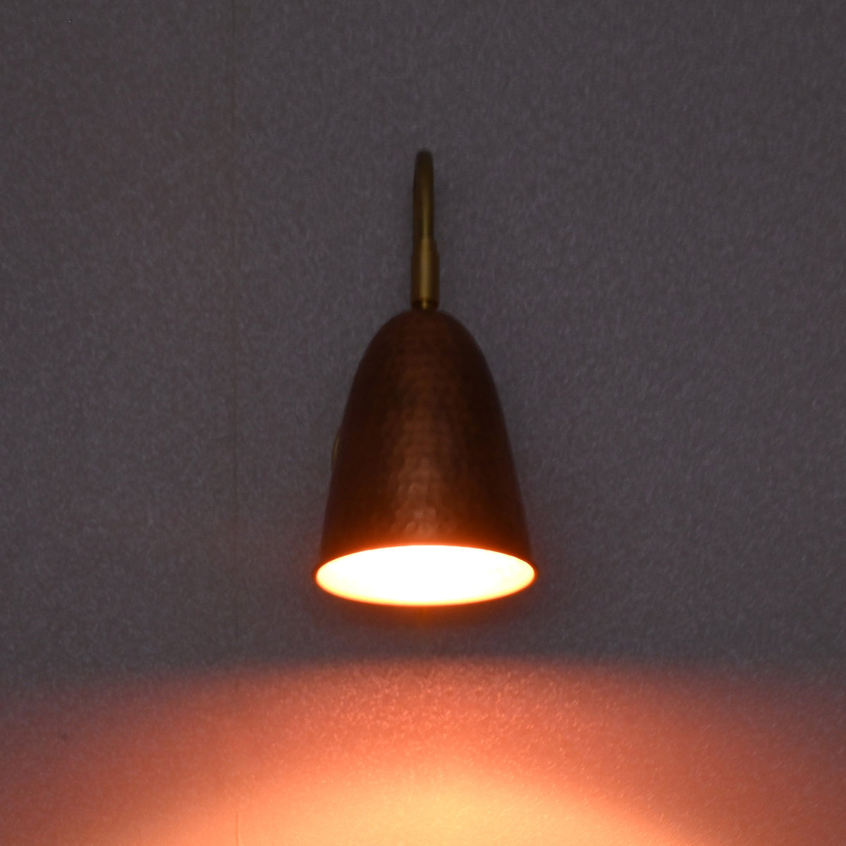 Front view of hammered copper wall sconce – handcrafted brass wall lighting fixture