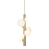 Elegant handmade brass pendant with clustered frosted glass orbs, perfect for dining or entryway lighting.