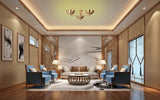 Oslo Discus  - Flush Mount Uplifting Brass Chandelier - 3 Lights - 32333
