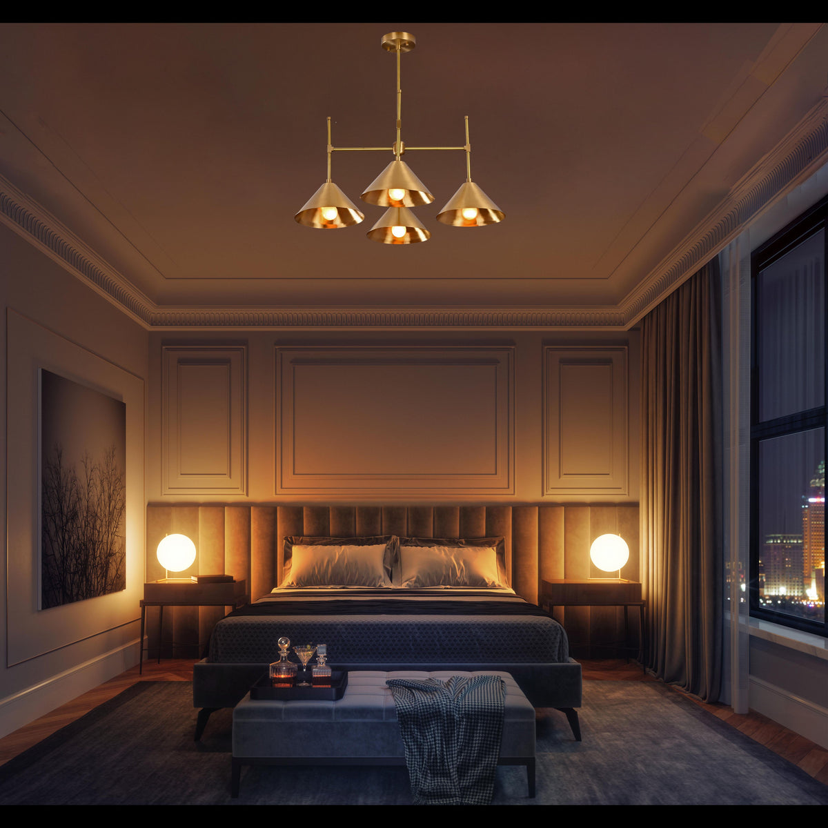 Lisbon Apex Mid-century Chandelier - 4 Lights - 32258