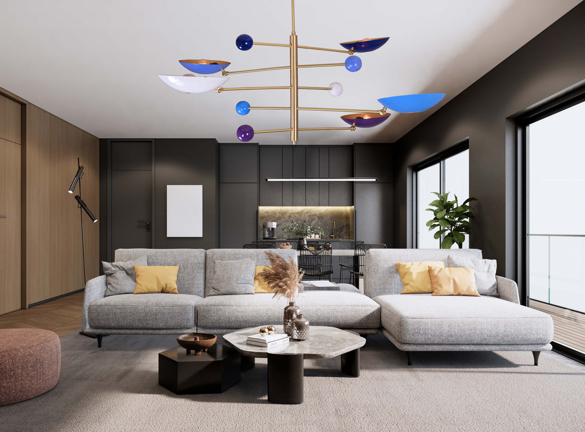 Athens Ortbital  -  Uplifting Mid-century Chandelier - 5 Lights - 32305