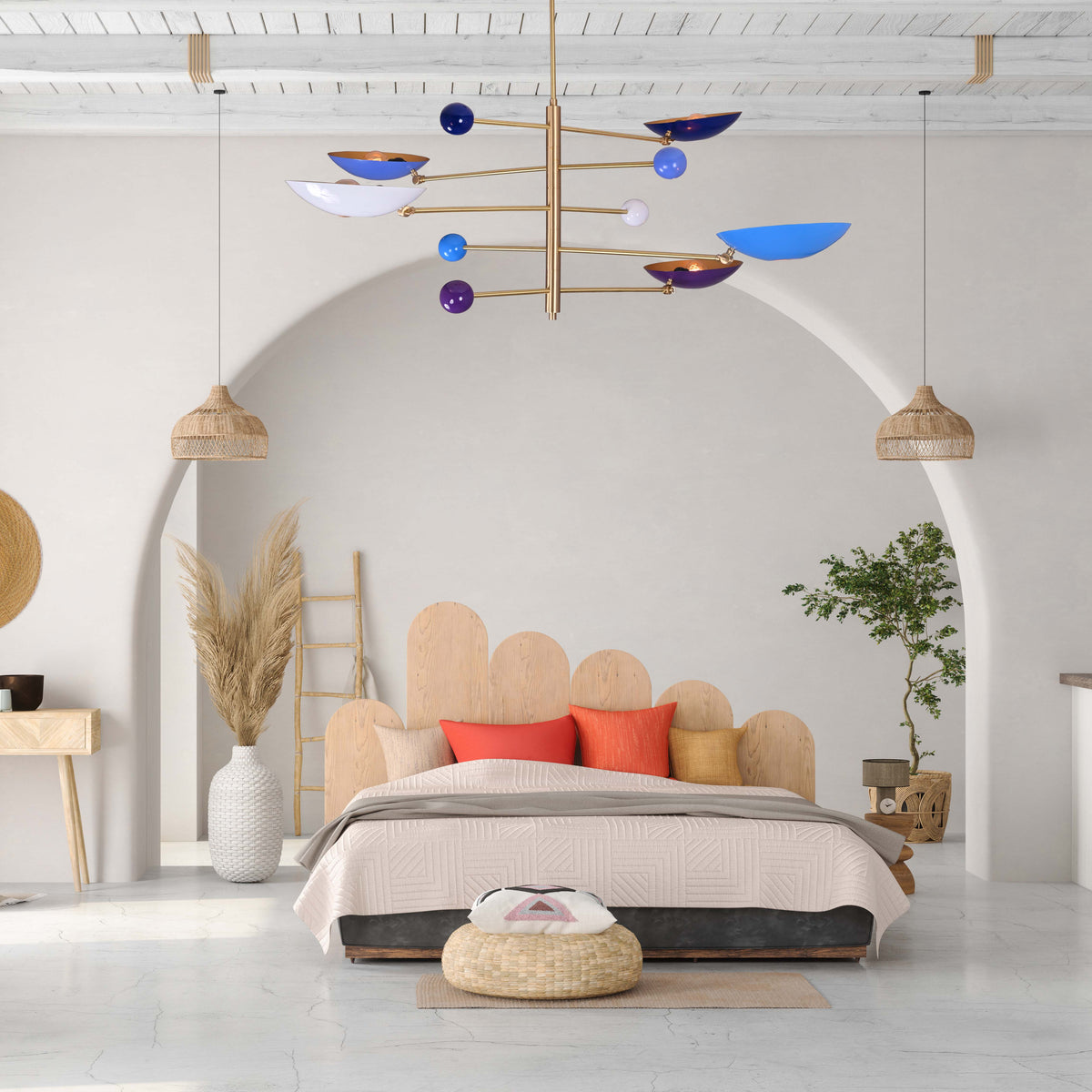 Athens Ortbital  -  Uplifting Mid-century Chandelier - 5 Lights - 32305