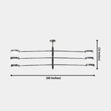 Madrid 6-light LED 3-arm pendant light with natural black brass finish and round flat disc light heads