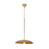 Mid century brass dome pendant light with simple round shade and chain suspension for refined interior spaces
