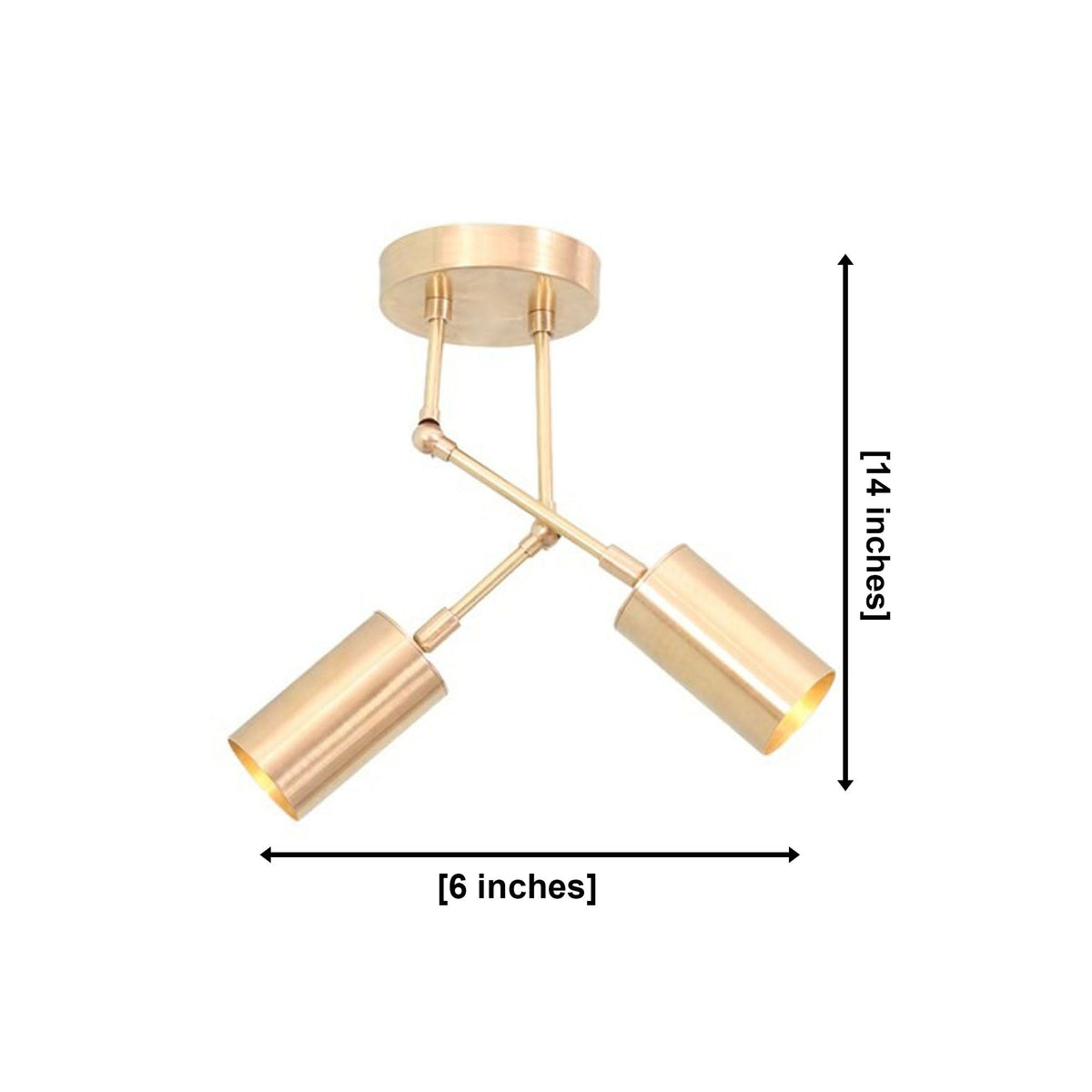 Milan adjustable double cylinder ceiling light dimensions, 6 inch wide and 14 inch high, Model 62008