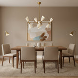 Milan Double Cone Chandelier 8 Light white and brass side view – Model 62032
