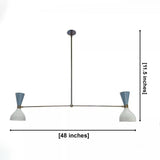 Milan Double Cone Linear Chandelier dimensions – 48 inch width and 11.5 inch fixture height – Model 62040