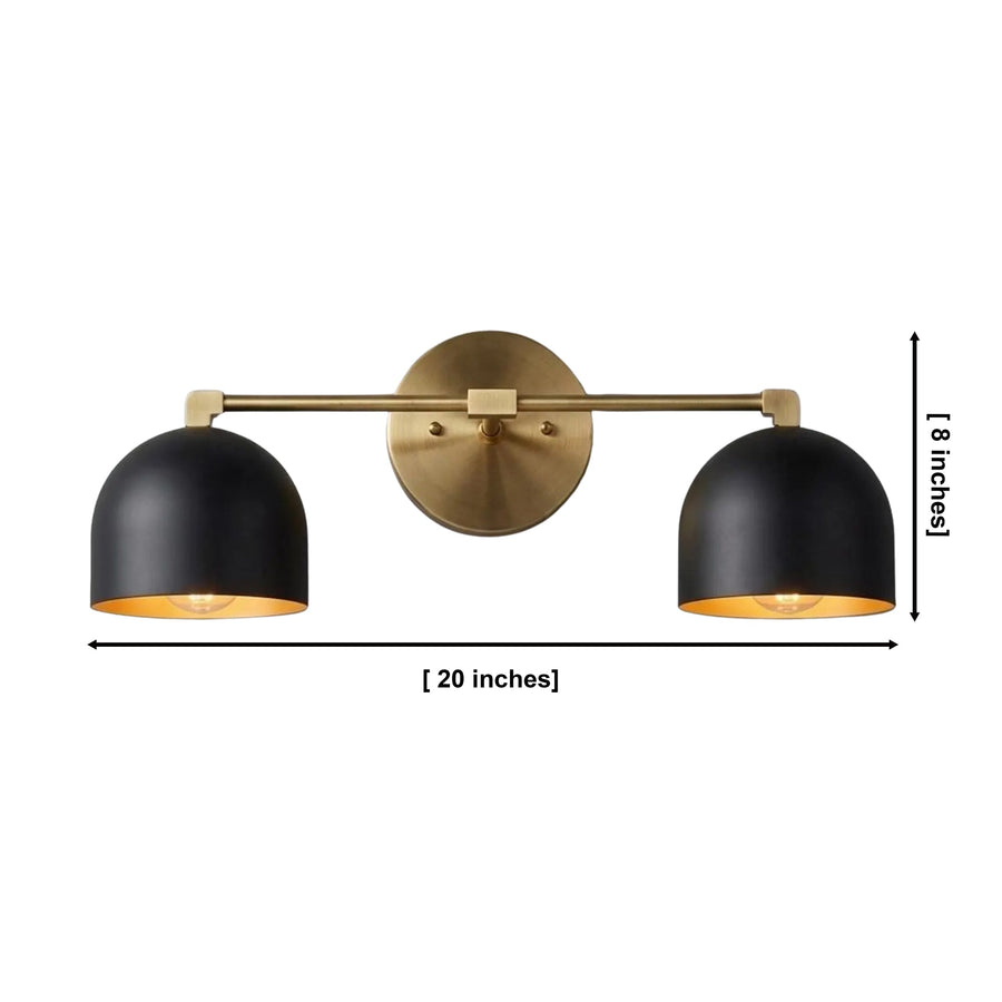 Milan Double Dome Wall Sconce with orange shades illuminated in a modern living room, Model 32816