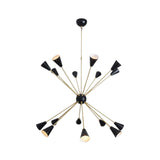 Milan Noir 16 light black and brass Sputnik chandelier – full product view
