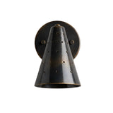 Milan perforated cone wall sconce in dark bronze finish with perforated metal shade – Model 32757