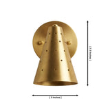 Milan perforated cone wall sconce dimensions showing 7.5 inch height and 5 inch width – Model 32757