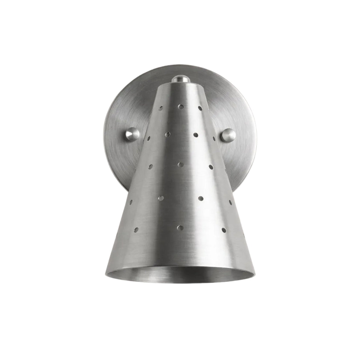 Milan perforated cone wall sconce in satin nickel finish with round wall canopy – Model 32757