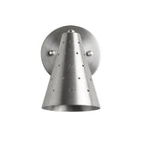 Milan perforated cone wall sconce in satin nickel finish with round wall canopy – Model 32757