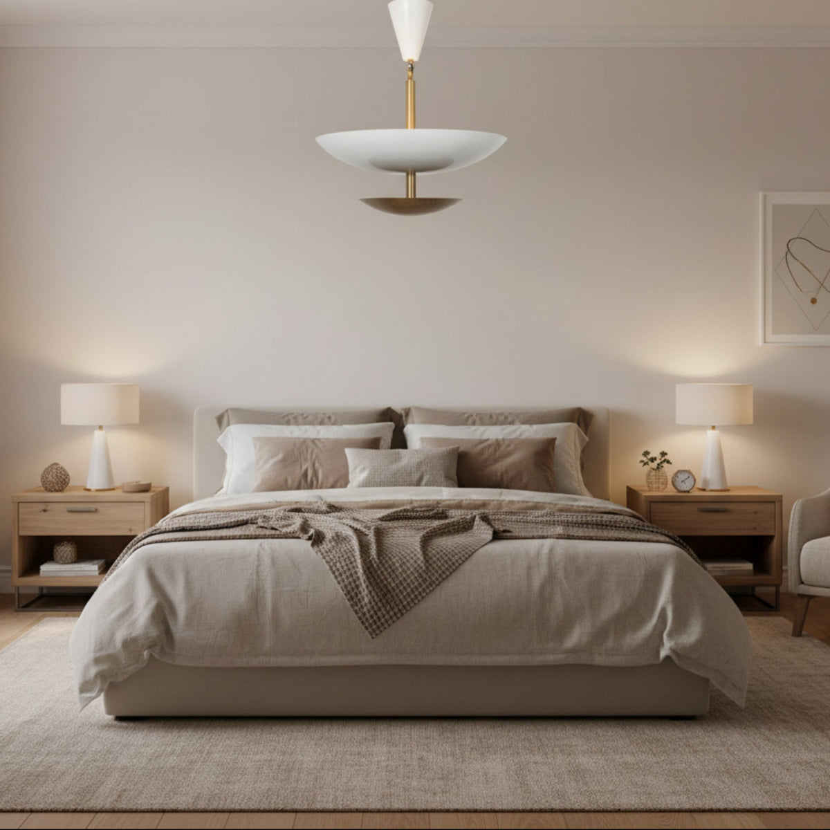 Milan white and brass 5 light chandelier with sculptural layered bowl design