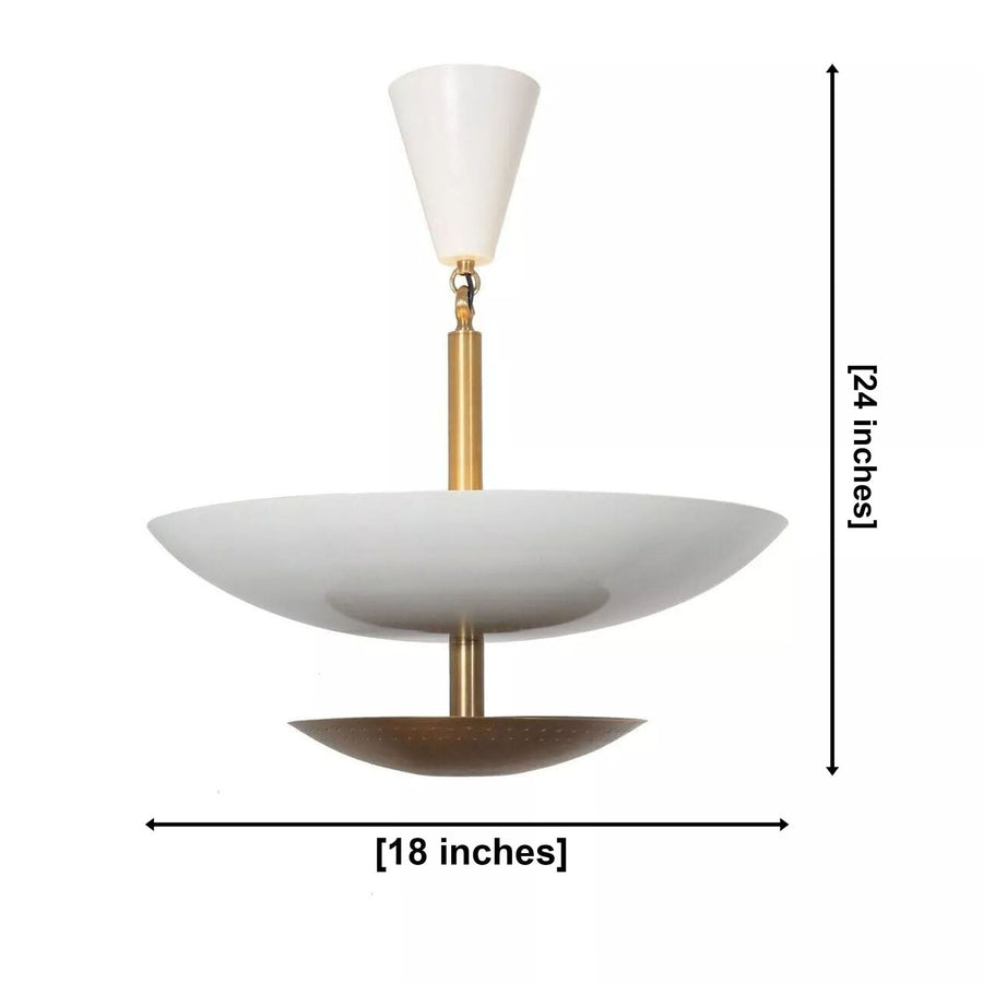 Milan 5 light white and brass chandelier displayed above a modern dining table in a warm interior setting