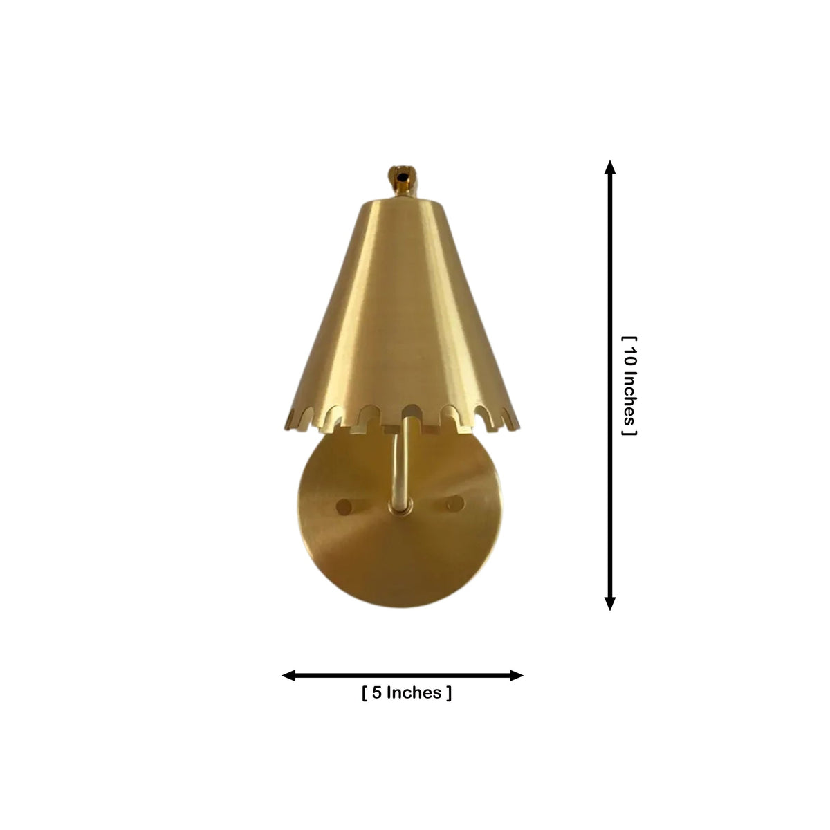 Size guide for Milan Scalloped Cone Wall Sconce – Curved Arm – 10 Inch – Model 32756