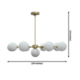Mykonos 9-light glass globe Sputnik chandelier with solid brass arms and warm glowing globe shades for dining room lighting