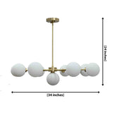 Naples 9-light glass globe Sputnik chandelier with full brass arms and brushed brass finish by Brass Leaf Studio