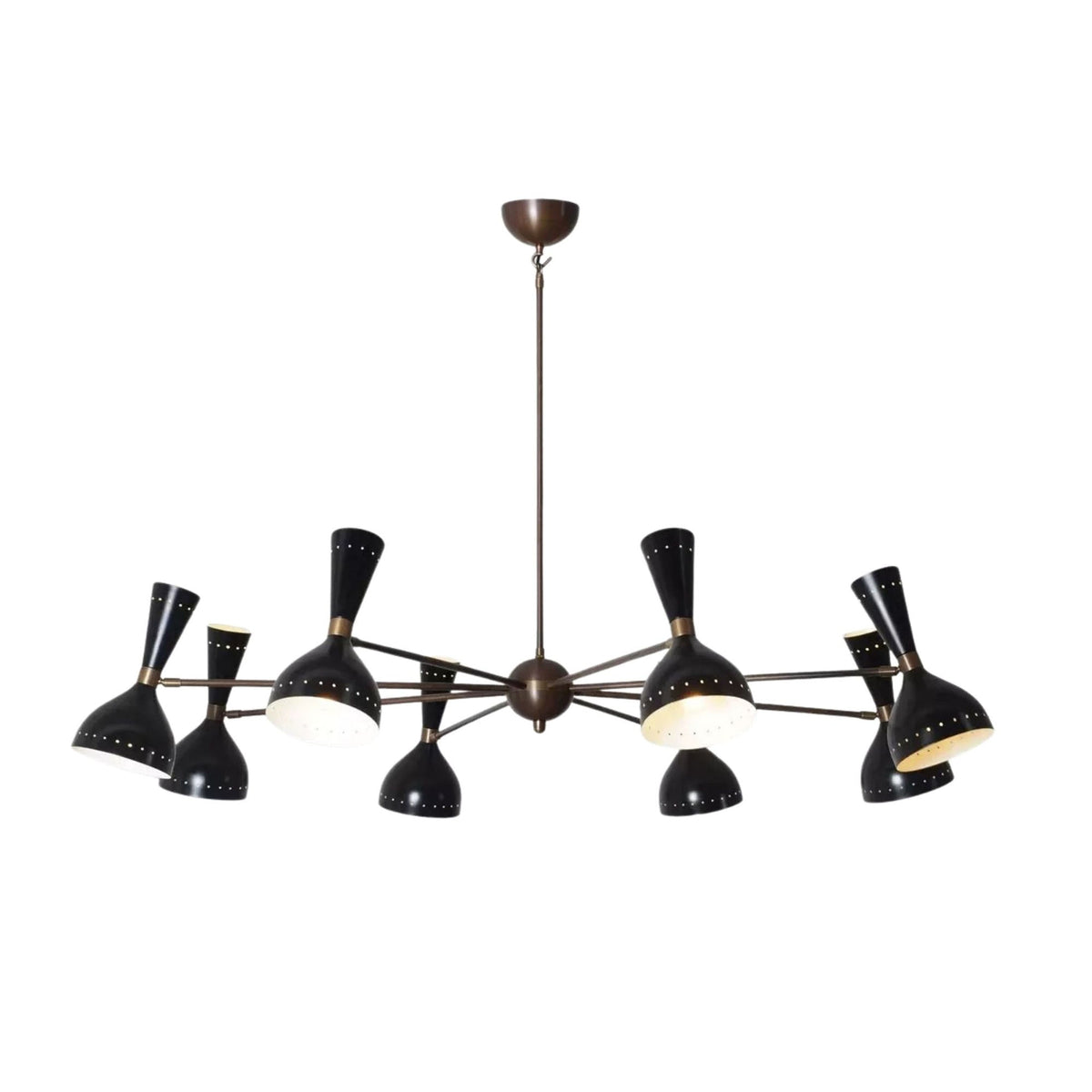 Orion 16 light multi-arm black chandelier with brass accents product view