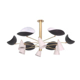 Orion Sculptural Multi-Shade Chandelier 12 Light 45 Inch Model 33161 front view with black and white shades