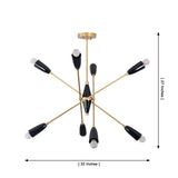 Oslo Mid-Century Modern Sputnik Chandelier showing 32-inch width and 27-inch height dimensions
