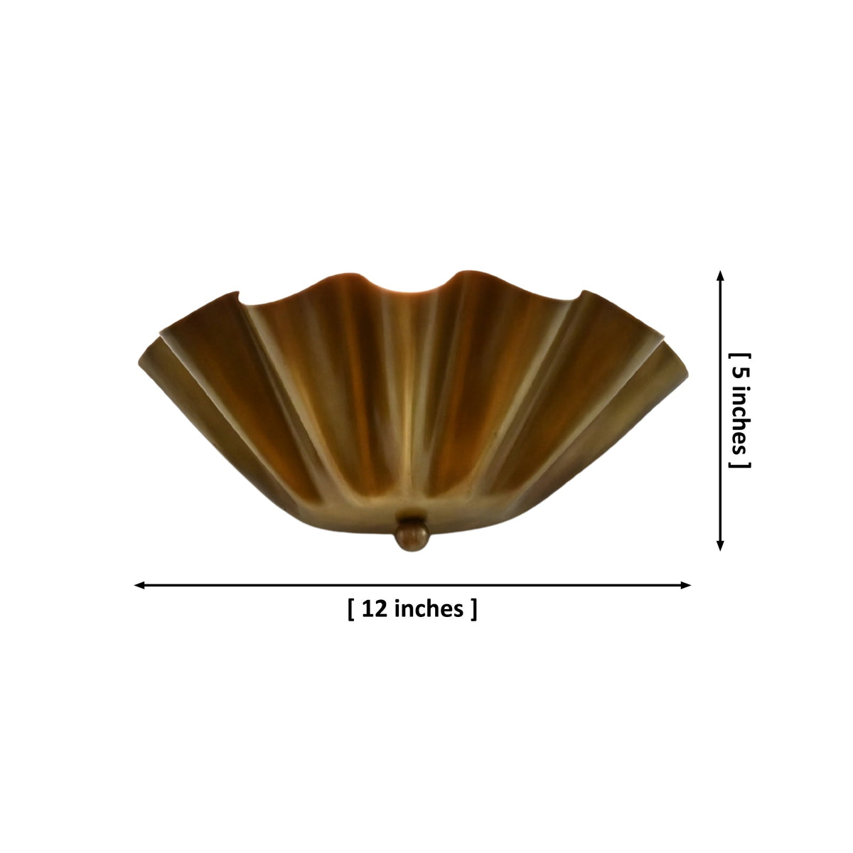 Palermo ruffled brass wall sconce in brass patina finish with fluted scalloped shade and warm upward glow