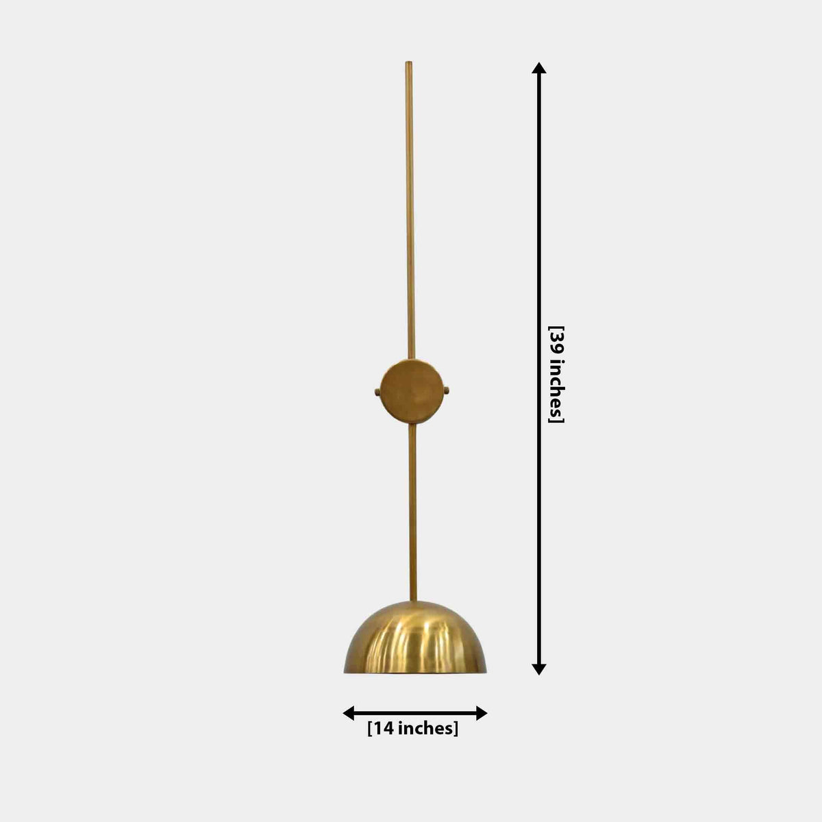 Paris solid brass bowl wall sconce with extended arm shown illuminated with warm downward glow in brass patina finish