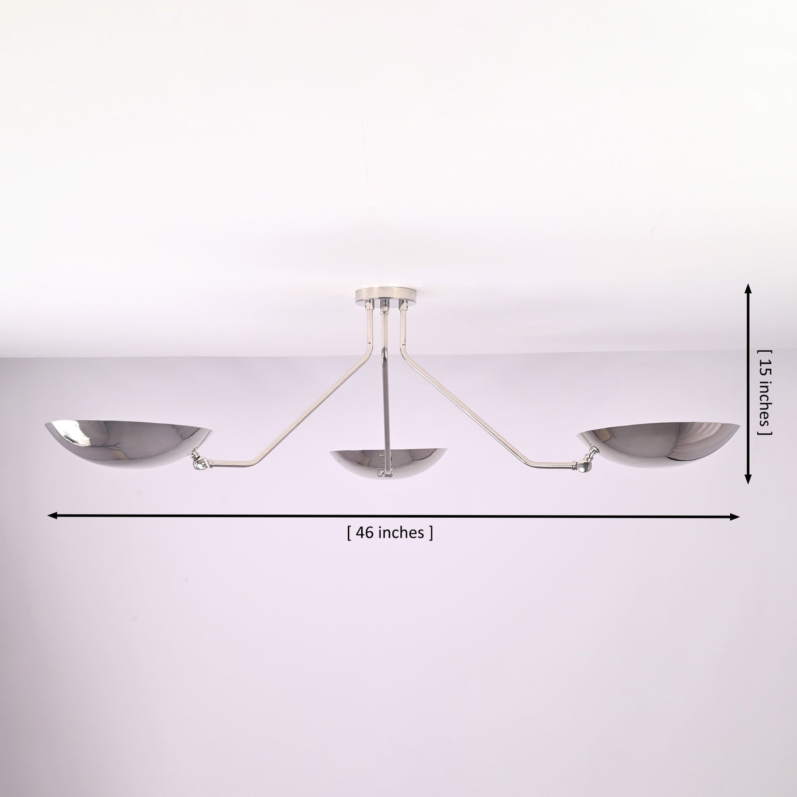 Size guide for Monaco Discus  - Flush Mount Uplifting Ceiling Chandelier - 3 Lights - 33144