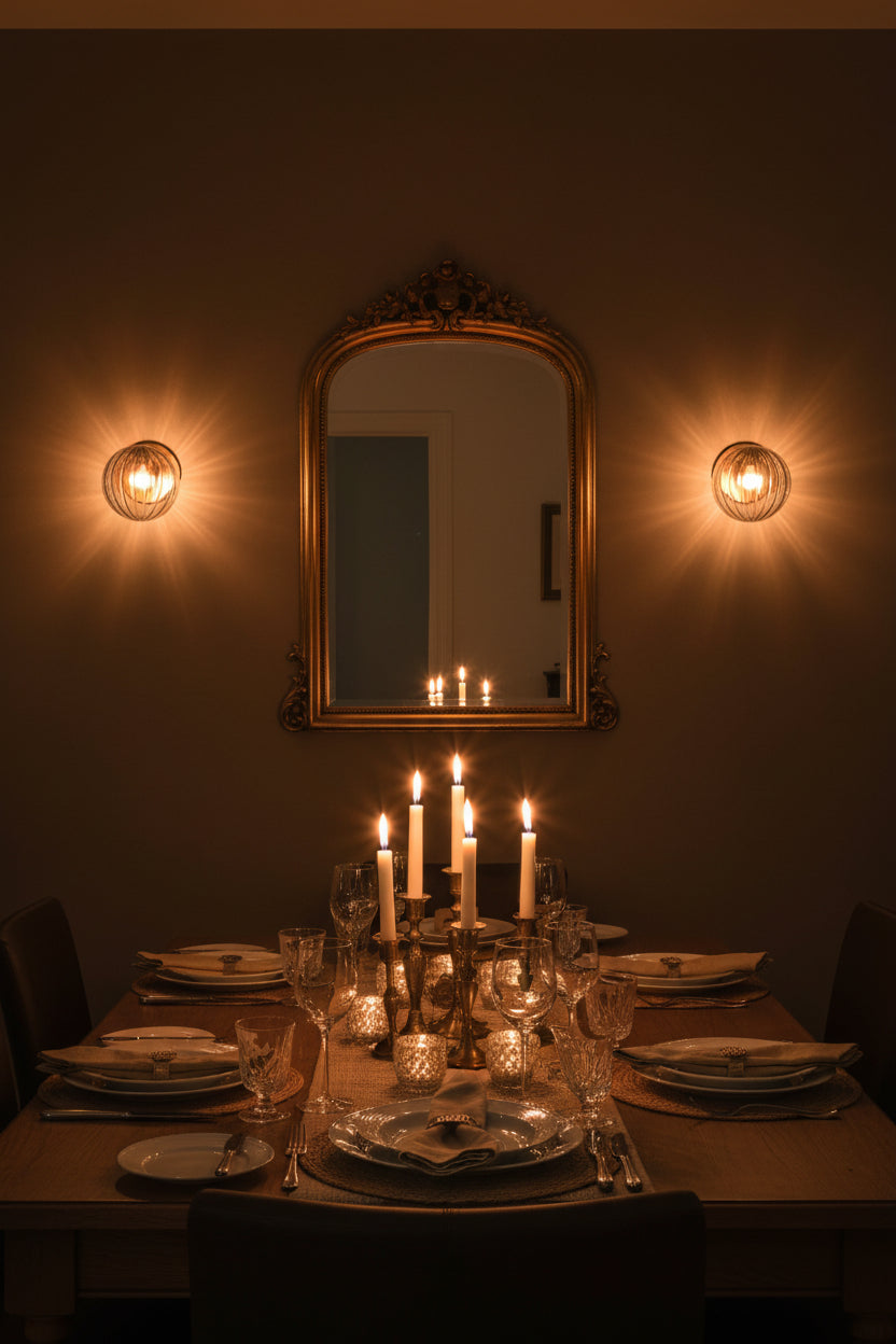 Santorini ribbed glass wall sconce dimension view showing 8 inch globe diameter and 8 inch projection