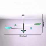 Sculptural disc chandelier showing 61 inch width and 27 inch height, handcrafted modern ceiling light