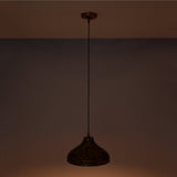Single dome copper ceiling pendant with wide shallow shade and handcrafted-style surface texture