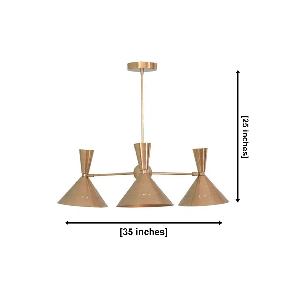 Sutton Perforated Cone Chandelier dimensions 35 inch wide and 25 inch high – Model 62007