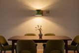 Swing arm wall sconce dimension view showing 27 inch projection and 7 inch height