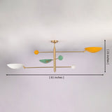 Three light brass flush mount ceiling fixture showing 61 inch width and 21 inch height dimensions
