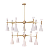 Two-tier chandelier dimension view showing 43 inch width and 49 inch height for product size reference