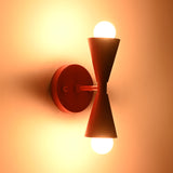 Vera Red wall sconce showing 6 inch width and 8 inch height with cone shade design