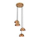 Verona Cascade Dome Multi Pendant Chandelier 4 Light Model 33243 front view with illuminated handcrafted brass dome shades.