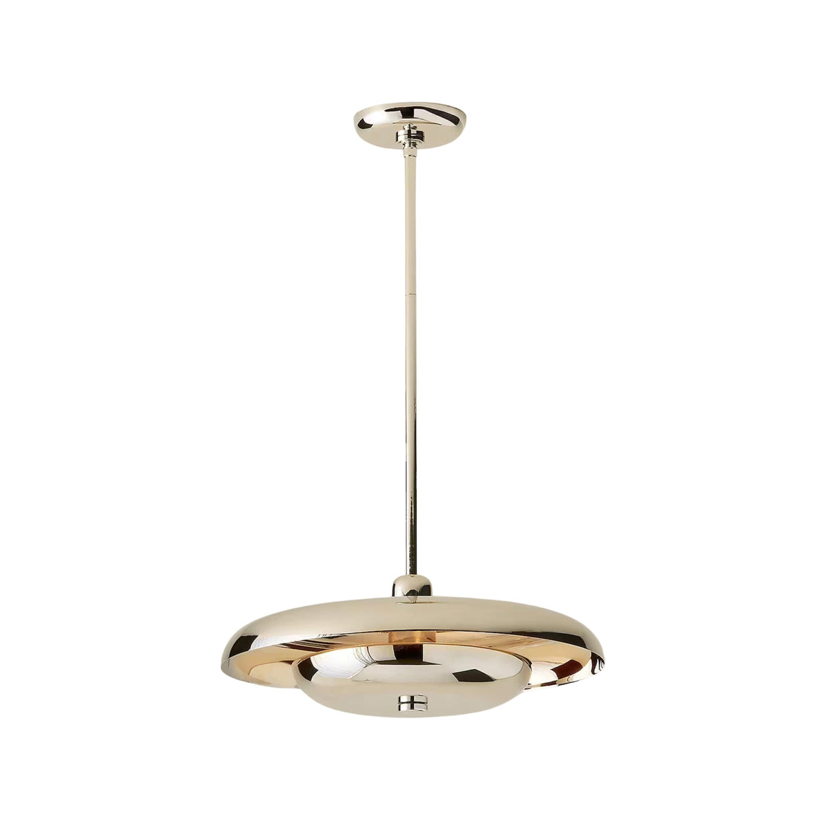 Verona Modern Dish Pendant Chandelier in polished nickel finish front view ceiling light