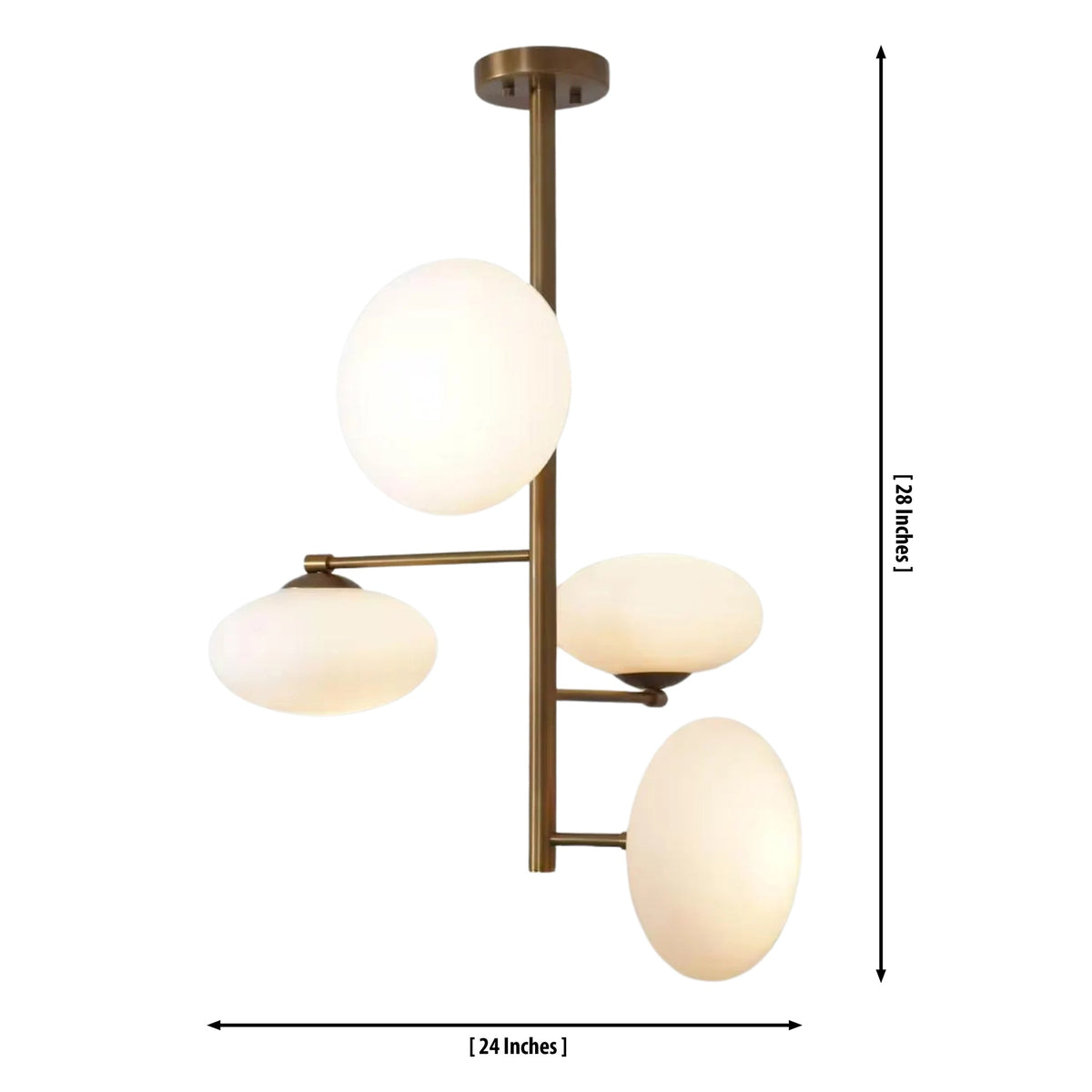 Size guide for Verona Sculptural Globe Chandelier – 4 Light – 28 Inch – Model 33167