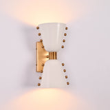White diabolo wall light shown illuminated with soft upward and downward lighting effect